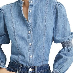 Veronica Beard Dalton Smock Sleeved Denim Shirt